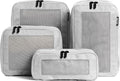 Compression Packing Cubes for Travel - Luggage Organizer Bags - Double Zipper Packing Cubes for Suitcases (4-Pack, Light Grey)
