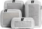 Compression Packing Cubes for Travel - Luggage Organizer Bags - Double Zipper Packing Cubes for Suitcases (4-Pack, Light Grey)