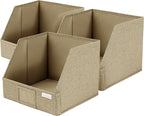 Storage Cubes – 12x12x10 Fabric Baskets for Organizing, Storage Baskets for Shelves, Open Front Fabric Bins, Closet Organizer Bins for Clothes, Towels, Sweaters, Linen – Brown, 3 Pack