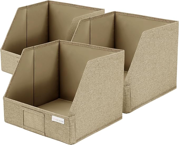 Storage Cubes – 12x12x10 Fabric Baskets for Organizing, Storage Baskets for Shelves, Open Front Fabric Bins, Closet Organizer Bins for Clothes, Towels, Sweaters, Linen – Brown, 3 Pack