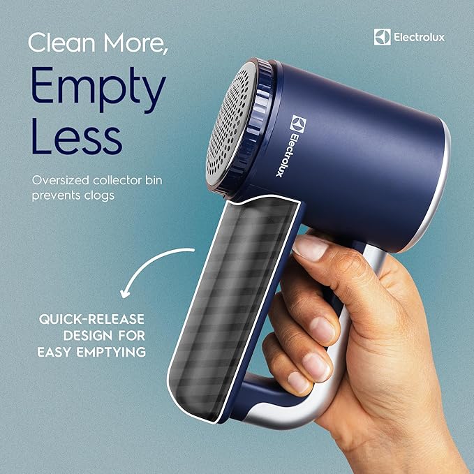 Electrolux Rechargeable Fabric Shaver | 3-Speed Lint Remover for Clothes & Furniture | Eliminates Fuzz & Pilling | Electric Lint Shaver with LED Display & Type-C Fast Charging Port - Blue