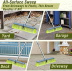 PHYEX Upgraded 18" Push Broom with Adjustable Long Handle, Total Length is 55", Multi-Surface Floor Scrub Brush for Cleaning Deck, Patio, Garage, Driveway