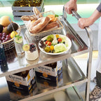 CURTA Stainless Steel Serving Trolley, 38" L x 20" W x 37" H 3 Tiered Shelf Kitchen Utility Cart, Rolling Casters Brake Wheel, Commercial Pro for Restaurant/Hotel/Lab/Clinic/Salon/Workshop