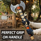 SHINY CRAFTS ® Hand-Forged Viking Axe | Bearded Hatchet | Medieval Battle Tool for Camping & Survival | Unique Gift for Men, Groomsmen & Christmas (Brown-SCA-13)