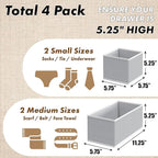 Simple Houseware Underwear Drawer Organizer for Sock/Bra/Undergarment/Panty/Onesie, Collapsible, Set of 4, Gray