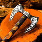 MDM-012 Custom Hand Forged Viking Axe Real Tomahawk Viking Hatchet Beared Camping Axe, 5160 HIGH Carbon Steel Blade, Throwing Set Vintage Ax Viking Gift for Him Ax