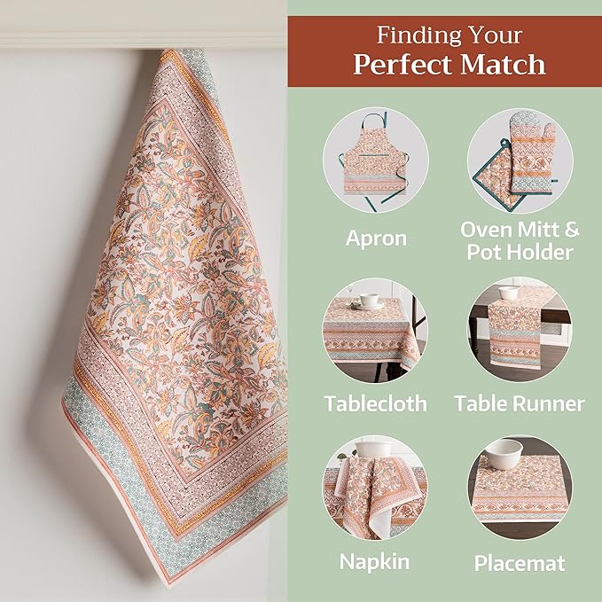 Maison d' Hermine Kitchen Towels Set of 3 100% Cotton 27.50" x 20" Reusable Cloth Tea Dish Towels Absorbent with Hanging Loop for Kitchen, Home, Dining, Cocktail Parties (Nila)