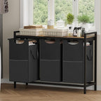 Heybly Laundry Hampers, 3 × 15 Gal (171 L) Laundry Basket with Large Desktop Sorter for Laundry Room Organization, Bathroom and Dorm Laundry Bags on Storage Shelf, Rustic Brown HLH003SR