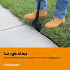 Fiskars 38.5" Steel Edger Lawn Tool, Manual Long-Handled Edger for Grass and Garden Tiller for Soil, Garden and Yard Tool