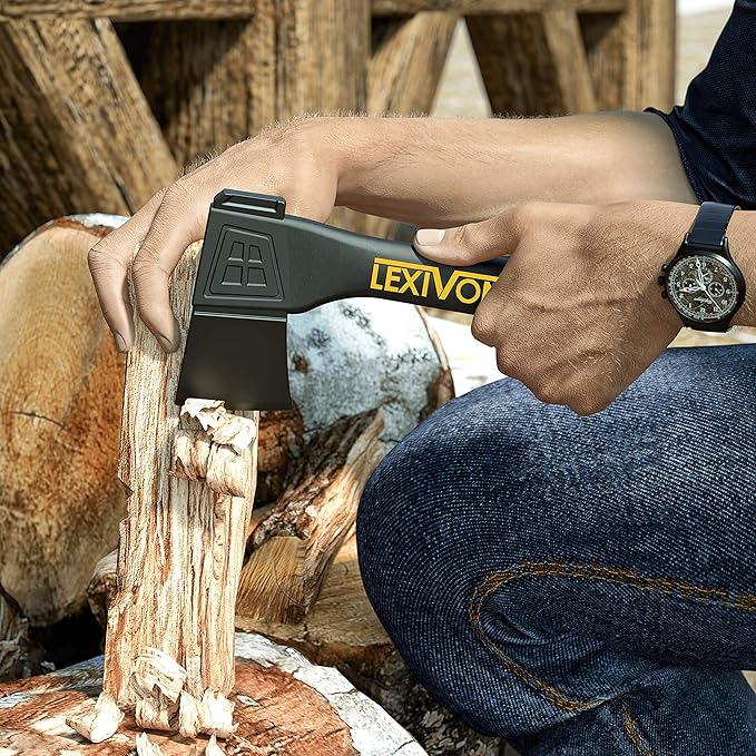 LEXIVON V9 Camping Hatchet, 9-Inch Axe | Ergonomic Grip, Lightweight Fiber-Glass Composite Handle | Protective Carrying Sheath Included (LX-V9)
