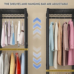 Raybee 90.6" W Clothes Rack with Cover Heavy Duty Clothing Racks for Hanging Clothes Extra Wide Portable Closet Loads 1200LBS Freestanding Garment Rack for Bedroom, Black