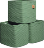NaturalCozy 13x15x13 Kallax Storage Cubes Bins, 3 Pack | Cotton Rope Cube Storage Bin Woven Baskets for Organizing | Kallax Insert Storage Baskets for Shelves Organizer, Kids Toy, Closet Baby Nursery