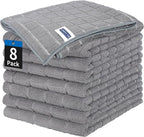 HOMERHYME Kitchen Towels, 8 Pack Microfiber Cleaning Cloth, 25'' x 15'' Dish Towels, 270 GSM Checkered All-Purpose Reusable Lint Free & Absorbent Hand Towels for Kitchen Home Tea Bar Shop