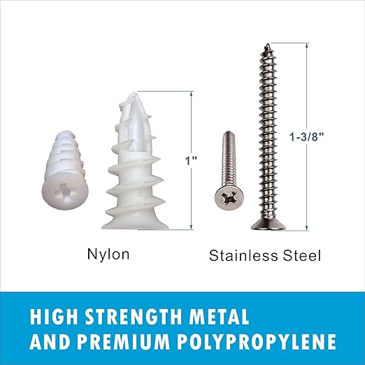 Self Drilling Plastic Dry Wall Anchor, Wall Anchors with Stainless Steel Screws Assortment Kit 100PCS, 50 Plastic Wall Anchors and 50 Flat Head Screws, Drywall Anchors(100, #6)