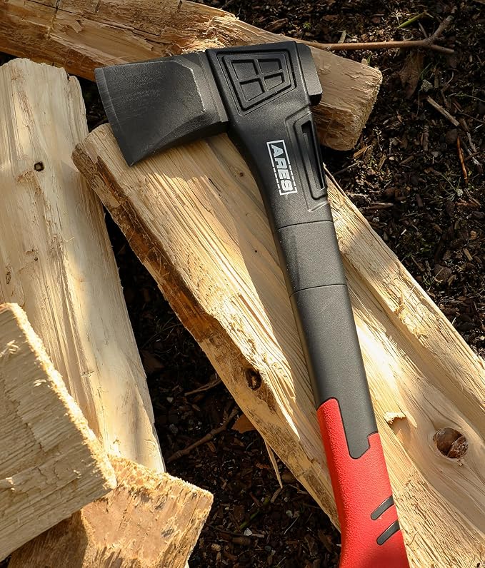 ARES 45006 – 18-Inch Splitting Axe – Lightweight Fiberglass Handle Construction – High-Carbon Steel Blade Head – Gardening, Hiking, and Outdoor/Adventure Applications