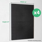 WallPeg Pegboard Kit - 4 Each 24"x16" Peg Board Panels - Made in USA - Mounted Size is 48" x 24" Pegboards Wall Organizer for Walls Home, Garage Tool Storage, Office Organization, Kitchen, Craft Room