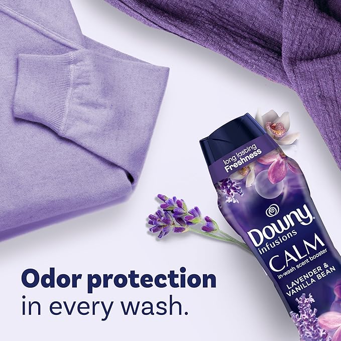 Downy Calm In-Wash Laundry Scent Booster Beads, Soothing Lavender and Vanilla Bean scent, 18.2 OZ, laundry scent beads, Long-lasting Freshness