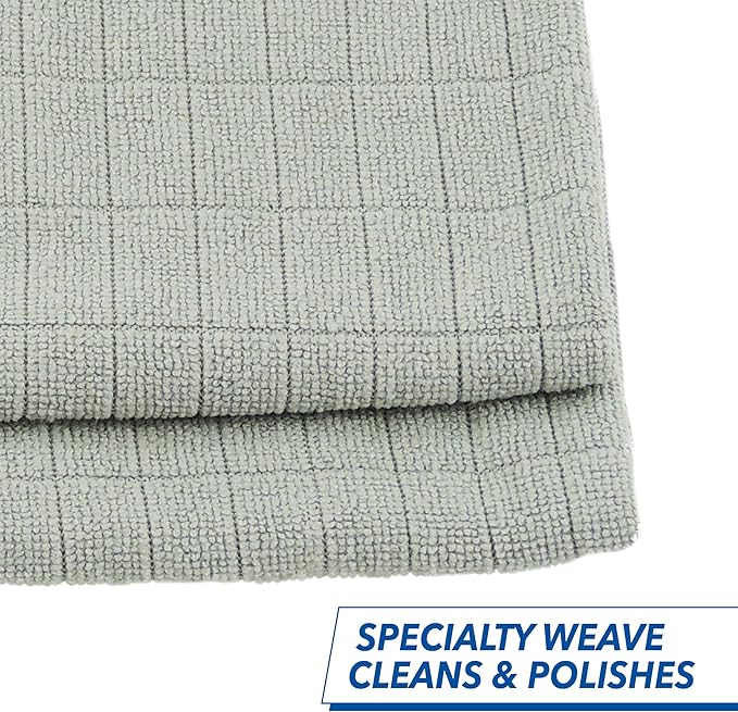Unger 12” x 12” Microfiber Glass and Mirror Cloths, 2 Pack, Wet and Dry Cleaning Towels, Reusable Supplies, Window Cleaner Polishing Cloth with Streak-Free Results
