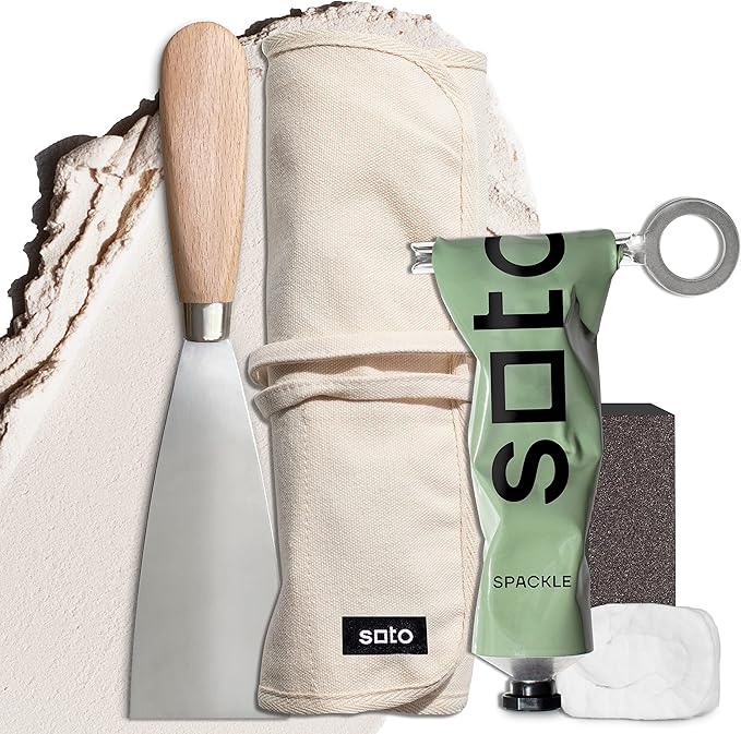 soto Small Hole Repair, Off-White Spackle, 7-Piece Kit (No. 08 Artisan White) - High Strength Small Hole Repair Kit for use on: Walls, Drywall, Ceiling, Furniture, Cabinets