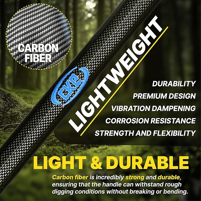 CKG Carbon Metal Detecting Set - Spade Shovel, Hand Shovel Digging Tool, Pouch Bag – Lightweight and Durable Shovels for Digging Treasure Hunting,Set