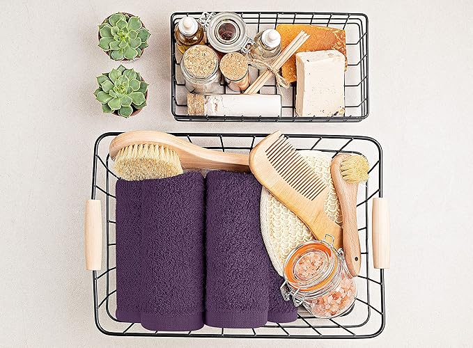 Utopia Towels 12 Pack Cotton Washcloths Set, 100% Ring Spun Cotton, Premium Flannel Face Cloths, Highly Absorbent and Soft Feel Fingertip Towels, Plum