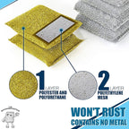 SPONGENATOR Kitchen Scrubbing Sponges - Heavy Duty Non-Scratch Scrubbing Cleaner Sponges in 2 Colors - Multi-Surface Non-Metal Dish Scouring Scrubbers for Fast Cleaning (Gold & Silver, 12)