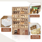 ANTBOX Portable Shoe Rack Organizer for Closet Entryway, Stackable Sneaker Storage Shoe Cabinet with Magnetic Clear Door, Large Plastic Storage containers Bins with Lids 7 Tiers 28 Pairs