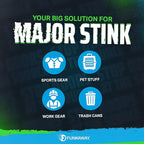 FunkAway Big Jobs Aerosol Spray, Extreme Odor Eliminator, Fresh Scent, White, 2 Pack of 13.5 oz. Sprays for Shoes, Pets, Large Non-Washables