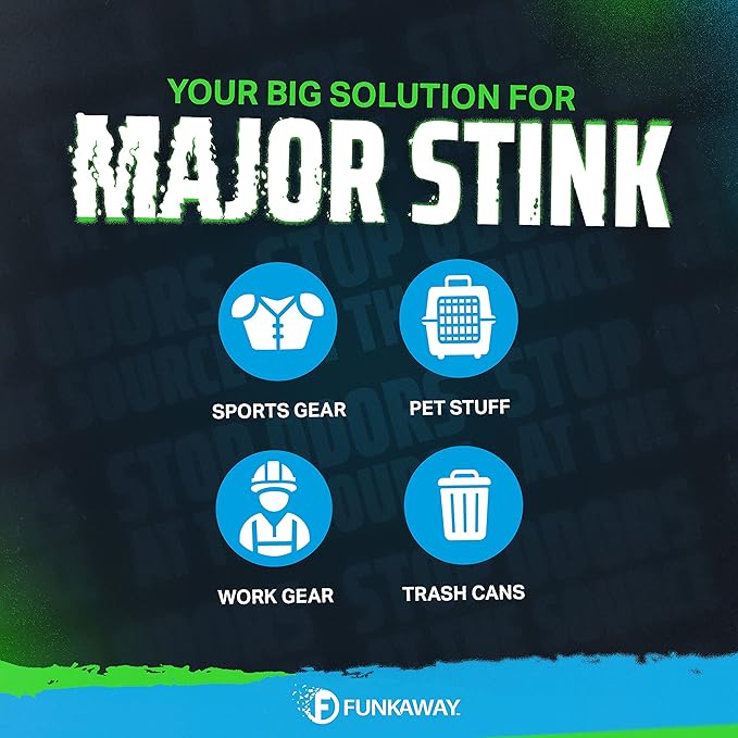 FunkAway Big Jobs Aerosol Spray, Extreme Odor Eliminator, Fresh Scent, White, 2 Pack of 13.5 oz. Sprays for Shoes, Pets, Large Non-Washables