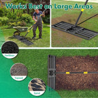 Lawn Leveling Rake,Folding 30x10 Inch Ground Plate,70 Inch Adjustable Long Handle Yard Level Tool with Curved Edge,Heavy Duty Landscaping Lawn Leveler for Grass, Golf Field, Soil Sand Dirt Spreader