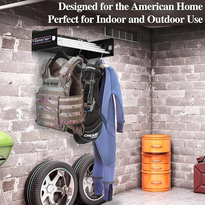 Foldable Wall Mounted Drying Rack, 17'' Wide Aviation Aluminum Laundry Clothes Rack Collapsible with 4 Rods, 100LB Capacity, Pull Out Design Towel Drying Rack for Laundry Wall (Black, 17")