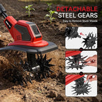 Cordless Tiller for Gardening, 360RPM Electric Garden Tiller with 2x4.0Ah Batteries & Charger, 9.5In Tilling Width and 6.7In Depth Garden Rototiller Cultivator for Lawn, Gardening, Soil Cultivation
