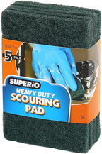 Scouring Pad Non-Scratching Scrubber Non-Scratch Cleaning Scrub Pads, Heavy Duty Scouring Pad, Reusable Kitchen Scrubbing Pad Pack of 5, Green, By Superio