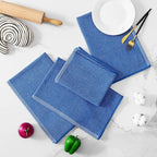 Homaxy Premium Kitchen Towels(18”x 28”, 8 Pack), Large Cotton Kitchen Hand Towels, Flat and Terry Dish Towels, 380 GSM Highly Absorbent Tea Towel Set with Hanging Loop, Blueberry