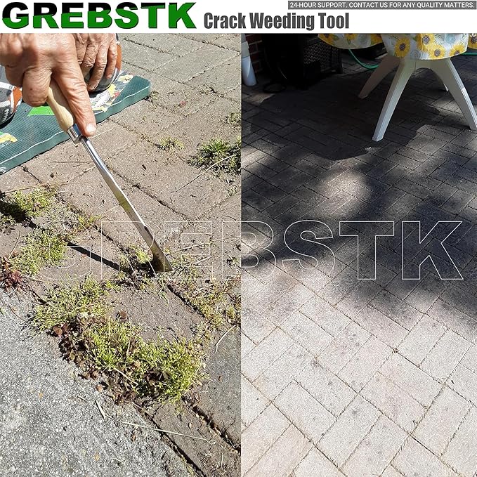 GREBSTK Crack Weeder Crevice Weeding Tool Manual Weeder Beech Handle Lawn Yard Gardening Tool