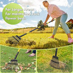 INFLATION Garden Rake for Leaves Sturdy Metal Small Yard Leaf Rakes for Lawns 60” Length 8.5 Inch Width 11 Tines for Women Men Kids Lightweight with Non-Slip Comfortable Smooth Long Handle