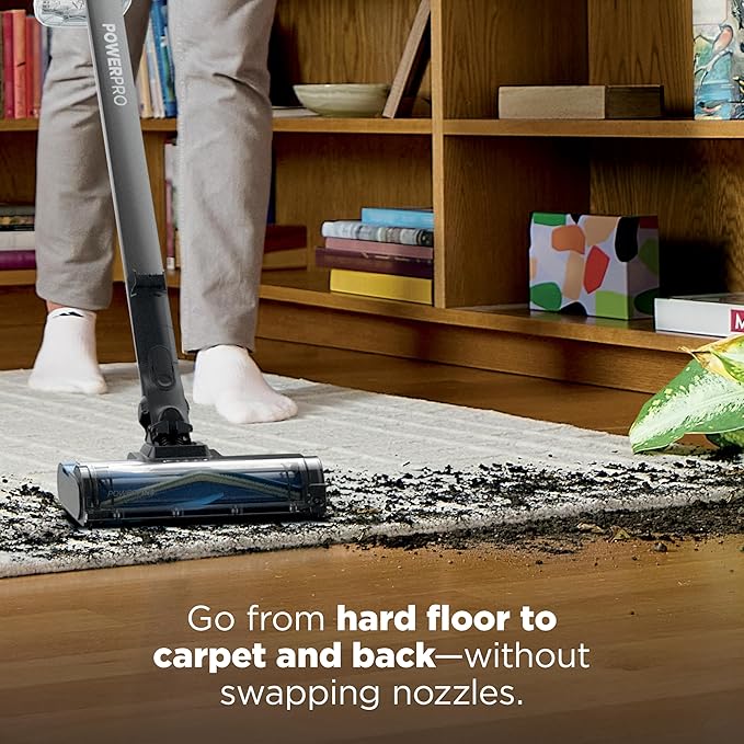 Shark PowerPro Reveal Plus Cordless Vacuum, FloorDetect & Dirt-Reveal Technology, HEPA Filter, Carpet & Hard Floor, Rechargeable, Charcoal, IZ376H