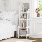 UTEX 4-Tier Ladder Shelf, Bathroom Shelf Freestanding, 4-Shelf Spacesaver Open Wood Shelving Unit, Ladder Shelf (White)