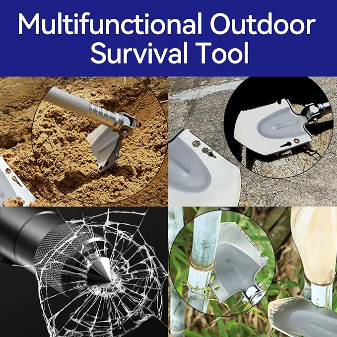 HFS(R) Folding Shovel Multi-Functional Camping Survival Tool with Carrying Bag for Digging, Trenching, Hiking, Gardening, Emergency, Outdoor Activities