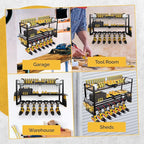 3 Shelf 7 Drill Holder Power Tool Organizer Wall Mount, Tool Storage Rack for Garage, Pegboard, Workshop walls | Compatible for all type of Cordless Power tools Comes With J hooks for Cords