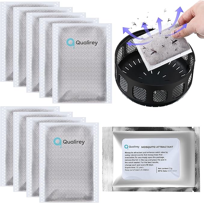 Qualirey 12 Pack Mosquito Attractant in Bulk, Lure for Bug Zapper Bait Refill Compatible with All Mosquito Trap Enhances Catch Rates for Indoor Outdoor Traps, Safe and Long Lasting