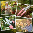 Chumia 30 Garden Flower Shears Pruning Scissors Heavy Duty Plant Scissors Trimming Garden Clippers Hand Tree Pruner for Yard Gardening Plants Hedge Flower Tree Cutting Secateurs (Pink)