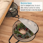 VENO 2 Pack Front Door Wreath Storage Container For Summer - 24 Inch Clear Wreath Bag, Christmas Garland Decoration Organizers with Zipper and Durable Handles (Clear, 24"-2 Pack)