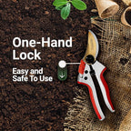 Gardeness Titanium Bypass Pruning Shears- SK5 Steel Garden Clippers For Gardening, Florist cutters-Floral Secateurs with Soft Comfort Grip Handles for Trimming Flowers, Branches, Shrubs and Plants