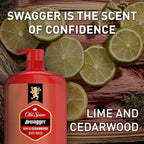Old Spice Body Wash for Men, Refreshing 3X Defense, 24/7 Shower Fresh with Long Lasting Scent, Red Collection, Swagger with Cedarwood Scent, 33.4 oz (Pack of 4)