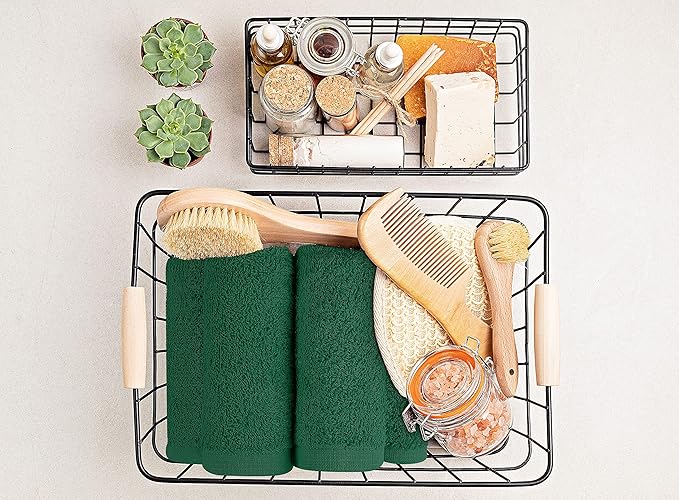 Utopia Towels 24 Pack Cotton Washcloths Set - 100% Ring Spun Cotton, Premium Quality Flannel Face Cloths, Highly Absorbent and Soft Feel Fingertip Towels (Hunter Green)