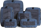 Compression Packing Cubes for Travel - Luggage Organizer Bags - Double Zipper Packing Cubes for Suitcases (6-Pack, Dark Blue)