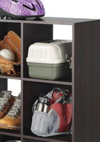 Whitmor 12 Cube Storage Organizer, 4 Tier Stackable Mdf Wood Bookcase, Open Storage Display Bookshelf, Storage Cabinet for Living Room, Bedroom, Home, Office, 35.1"L x 11.7"W x 47.5"H, Black