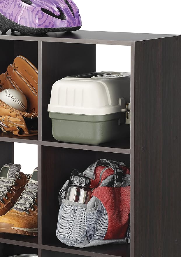 Whitmor 12 Cube Storage Organizer, 4 Tier Stackable Mdf Wood Bookcase, Open Storage Display Bookshelf, Storage Cabinet for Living Room, Bedroom, Home, Office, 35.1"L x 11.7"W x 47.5"H, Black