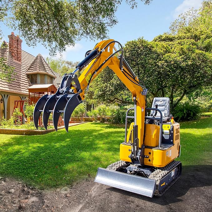 Small Digger Rake, Mini Excavator Rake, Backhoe Attachment, for 1T to 1.5T Excavators, 90MM/3.54in Span, 25MM/0.98in Hole Diameter, 90MM/3.54in Central Wheelbase